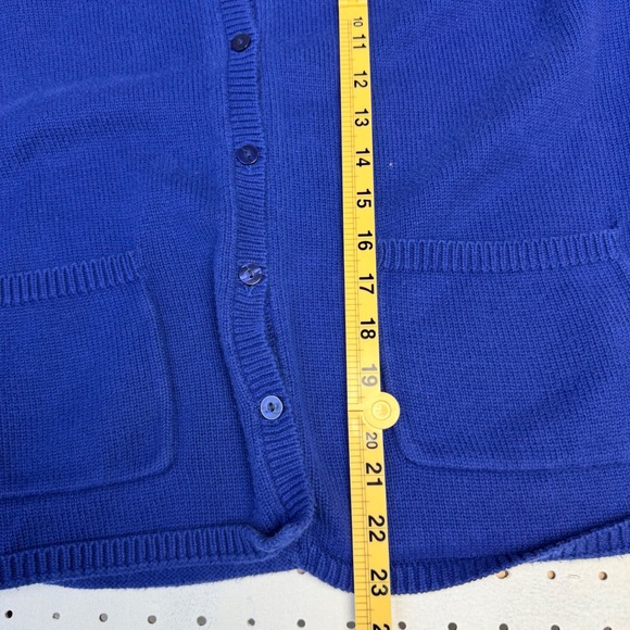 Liz Claiborne Blue Cotton Cardigan Petite  Workwear  Essential Office Siren - Picture 6 of 8